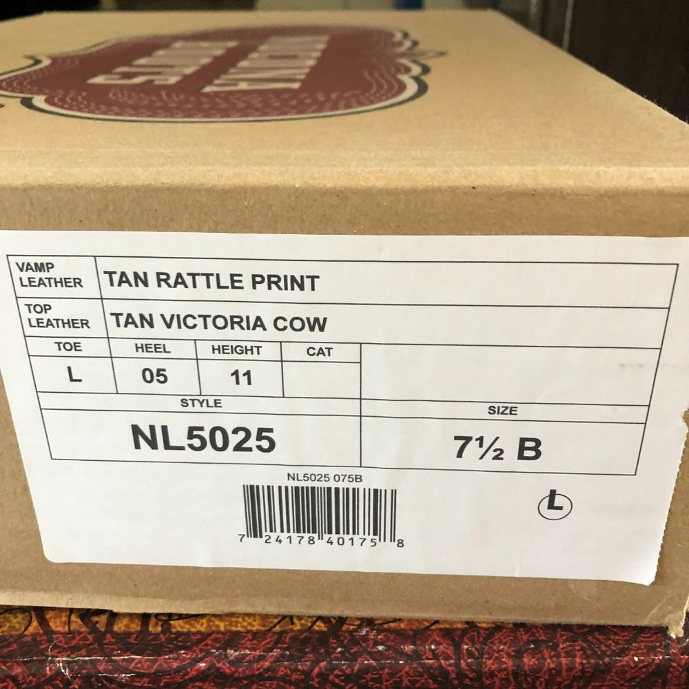 SOLD ❌Nocona Square Toe Cowgirl Boots Rattlesnake Embossed Tan Leather Size 7.5B - Picture 12 of 12